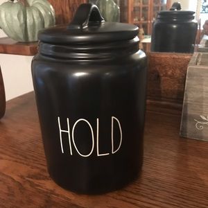 Rae Dunn Large HOLD Canister in Black